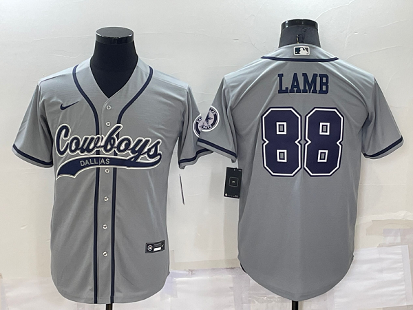 Men's Dallas Cowboys #88 CeeDee Lamb Grey Stitched Baseball Cool Base Jersey