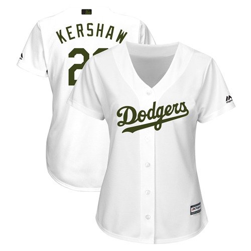 Los Angeles Dodgers #22 Clayton Kershaw White 2018 Memorial Day Cool Base Women's Stitched MLB Jersey