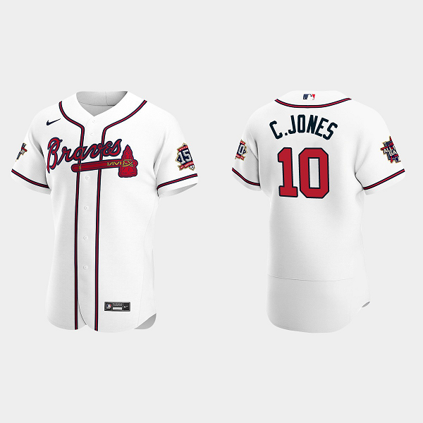 Men's Atlanta Braves #10 Chipper Jones White 2021 MLB All-Star Game Jersey