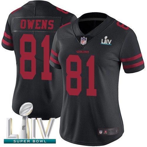 San Francisco 49ers #81 Terrell Owens Black Alternate Super Bowl LIV Bound Women's Stitched NFL Vapor Untouchable Limited Jersey