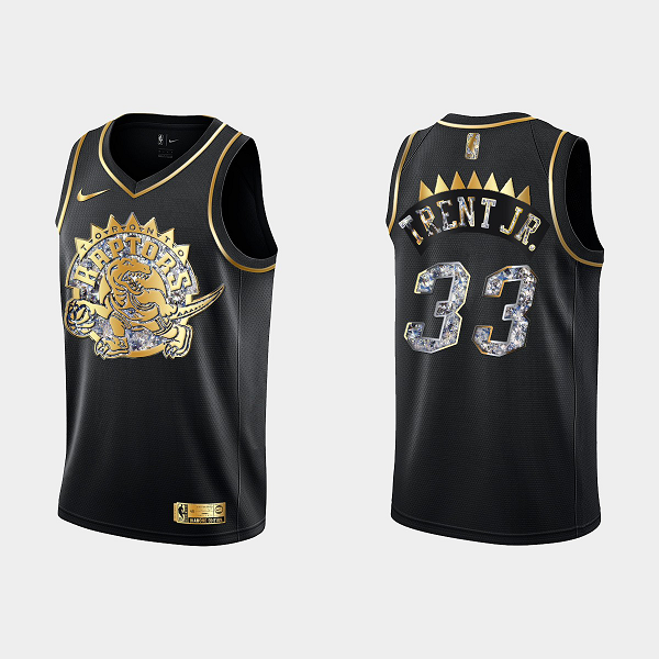 Men's Toronto Raptors 2022 NBA Playoffs Gary Trent Jr. #33 Diamond Edition Retro Logo Black Jersey