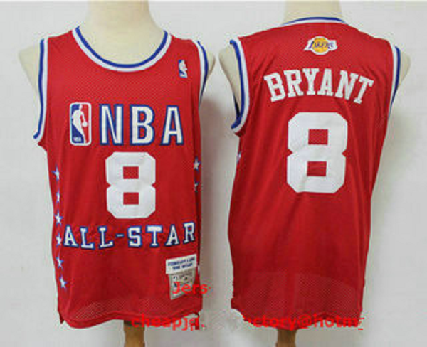 Men's Los Angeles Lakers #8 Kobe Bryant Red 2003 All Star Swingman Throwback Jersey