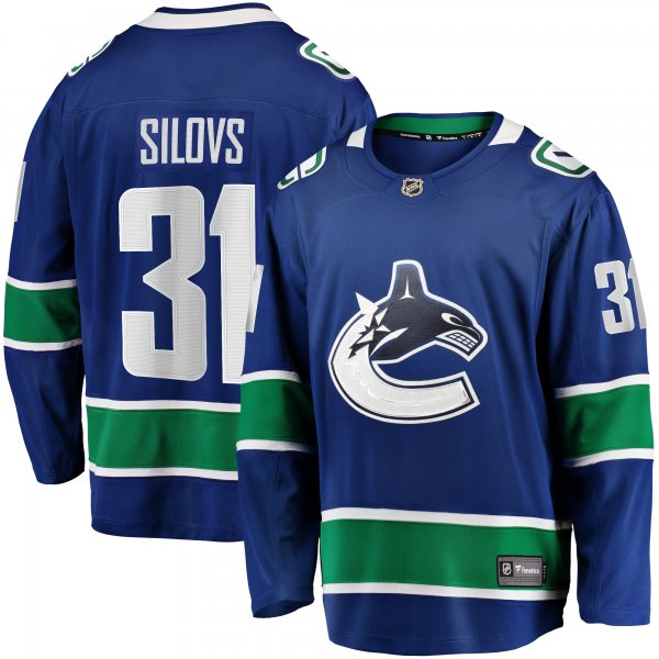 Men's Vancouver Canucks Arturs Silovs Fanatics Blue Home Premier Breakaway Player Jersey