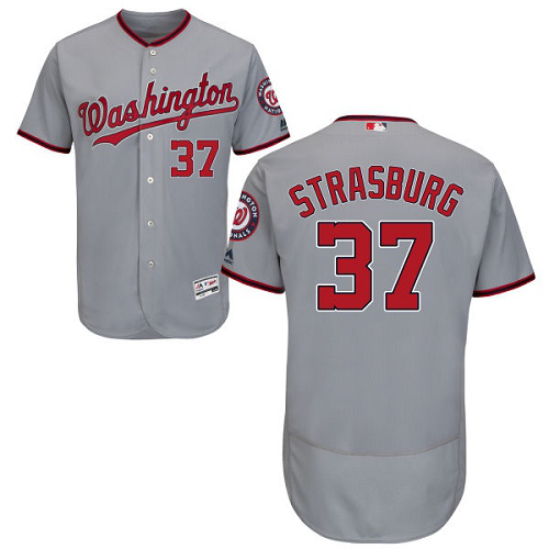 Washington Nationals #37 Stephen Strasburg Grey Flexbase Collection Stitched MLB Jersey