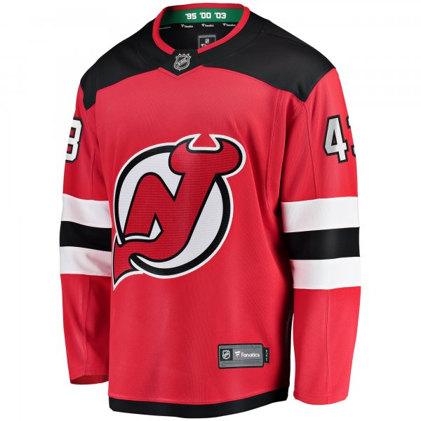 Men's New Jersey Devils Luke Hughes Fanatics Red Home Breakaway Player Jersey