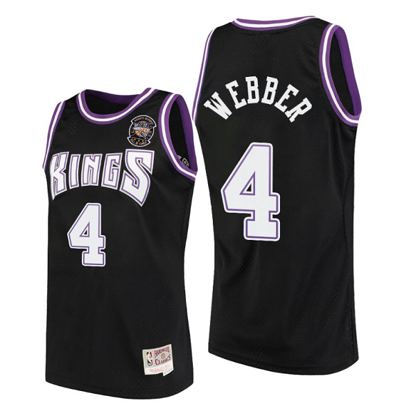 Men's Sacramento Kings #4 Chris Webber Black 2021 Naismith Hall Of Fame Throwback NBA Jersey