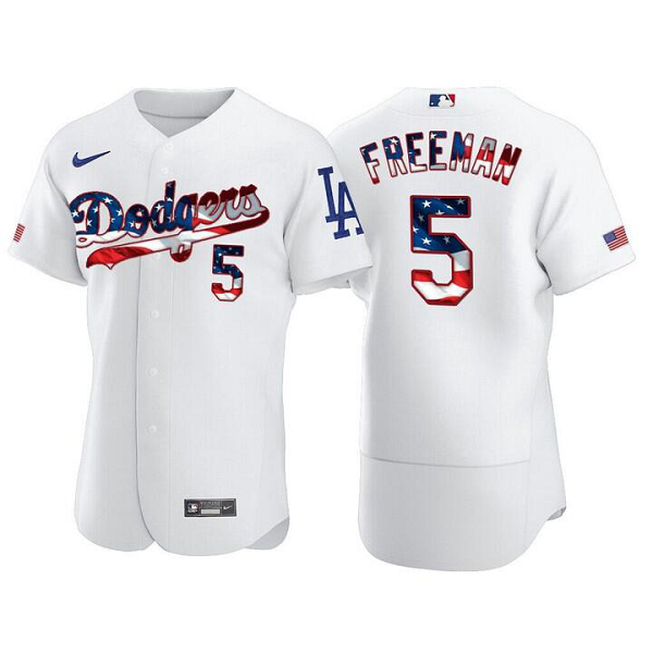 Youth Los Angeles Dodgers #5 Freddie Freeman Flex Base USA 2022 Jersey