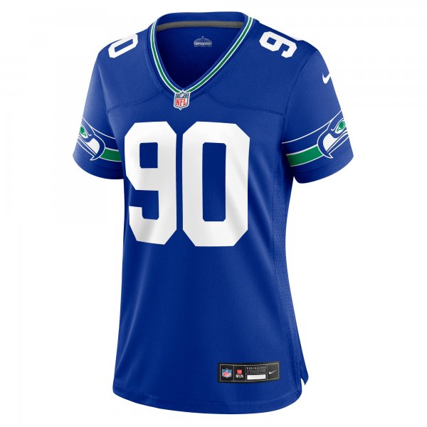 Women's Seattle Seahawks Jarran Reed Nike Royal Throwback Player Game Jersey