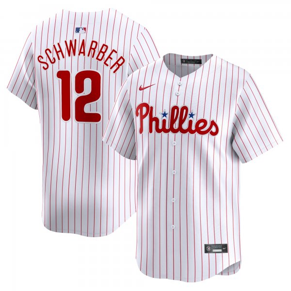 Men's Philadelphia Phillies #12 Kyle Schwarber Nike White Home Limited Player Jersey