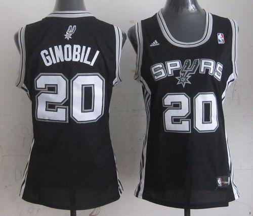 San Antonio Spurs #20 Manu Ginobili Black Women's Road Stitched NBA Jersey