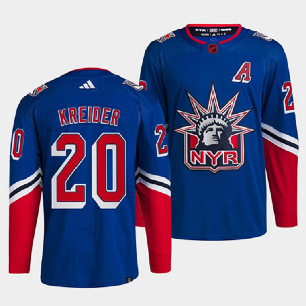 Men's New York Rangers #20 Chris Kreider Blue 2022 Reverse Retro NHL Jersey