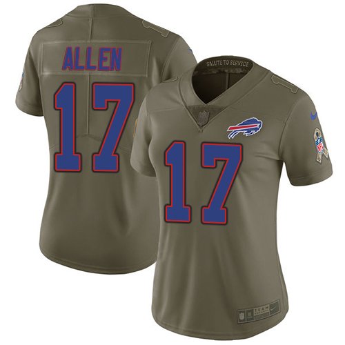 Nike Buffalo Bills #17 Josh Allen Olive Women's Stitched NFL Limited 2017 Salute to Service Jersey