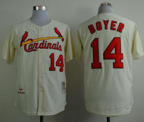 Mitchell And Ness 1964 St. Louis Cardinals #14 Ken Boyer Cream Stitched MLB Jersey