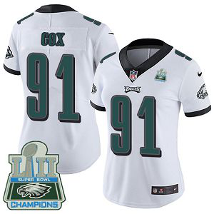 Nike Philadelphia Eagles #91 Fletcher Cox White Super Bowl LII Champions Women's Stitched NFL Vapor Untouchable Limited Jersey