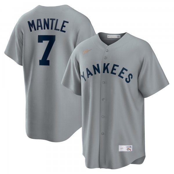 Men's New York Yankees Mickey Mantle Nike Gray Road Cooperstown Collection Player Jersey