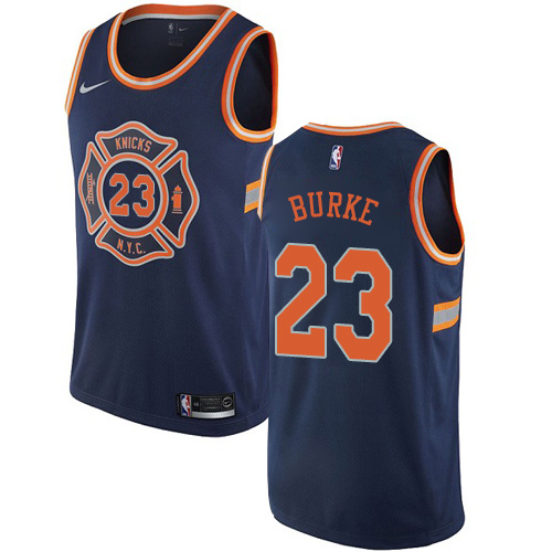 Men's Nike New York Knicks #23 Trey Burke Navy Swingman City Edition NBA Jersey