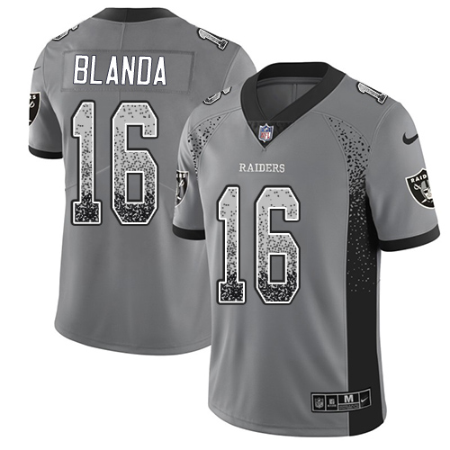 Men's Nike Las Vegas Raiders #16 George Blanda Limited Gray NFL Rush Drift Fashion Jersey