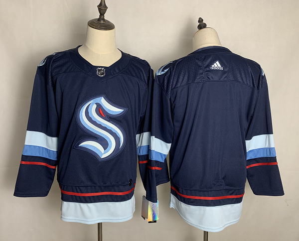 Men's Seattle Kraken Blank Navy Blue Stitched Adidas NHL Jersey