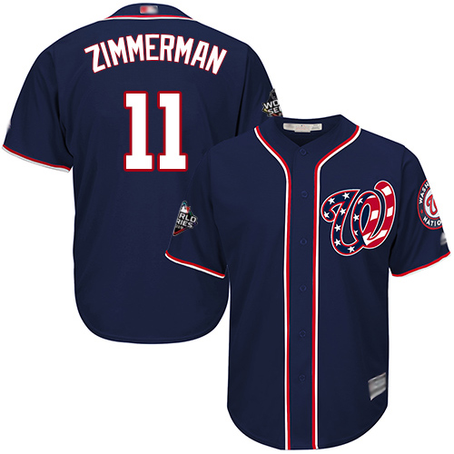 Women's Washington Nationals #11 Ryan Zimmerman Navy Blue New Cool Base 2019 World Series Bound Stitched MLB Jersey