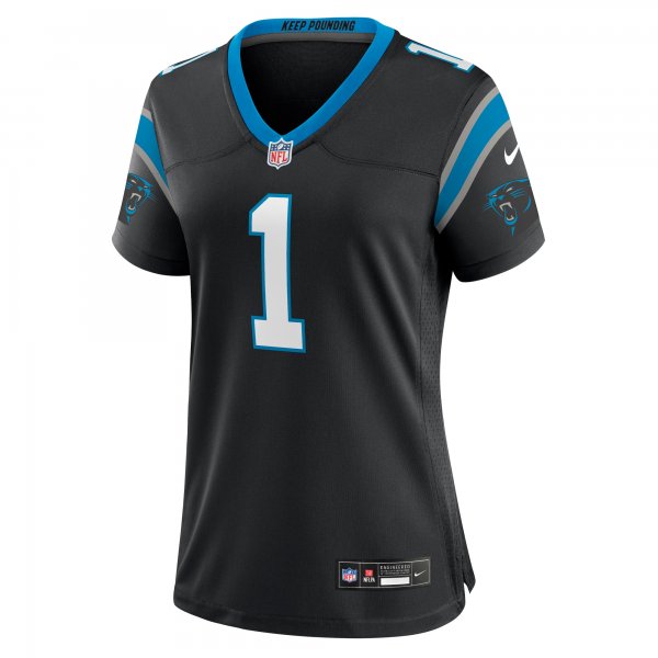 Women's Carolina Panthers Number 1 Mom Nike Black Game Jersey