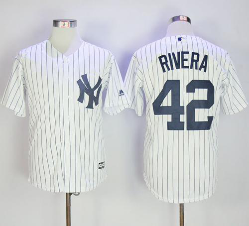 New York Yankees #42 Mariano Rivera White Strip New Cool Base Stitched MLB Jersey