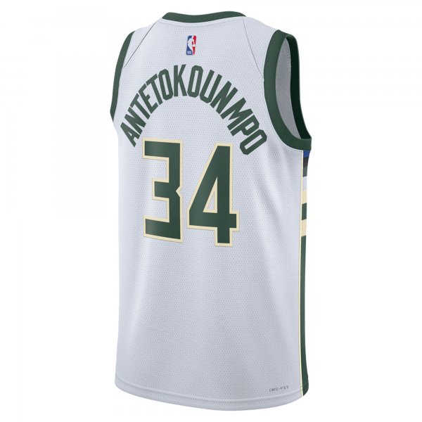 Unisex Milwaukee Bucks Giannis Antetokounmpo Nike White Swingman Jersey - Association Edition