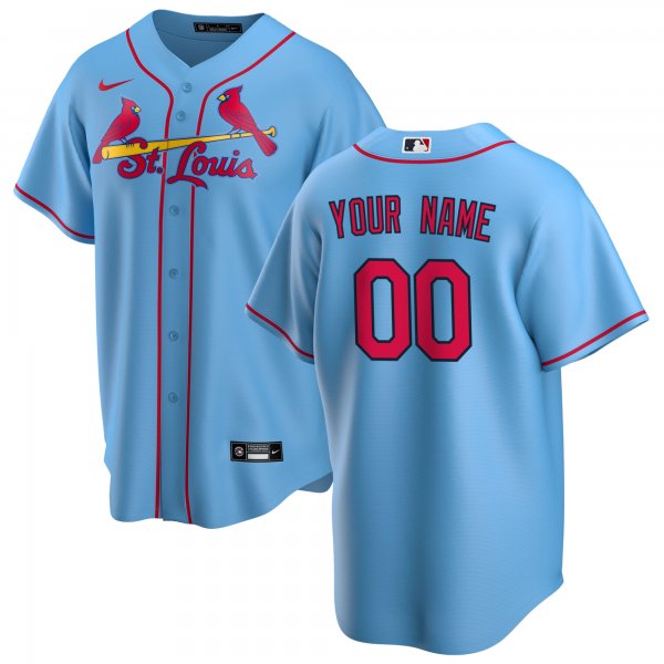 Men's St. Louis Cardinals Nike Light Blue Alternate Replica Custom Jersey