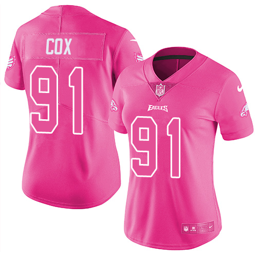 Nike Philadelphia Eagles #91 Fletcher Cox Pink Women's Stitched NFL Limited Rush Fashion Jersey