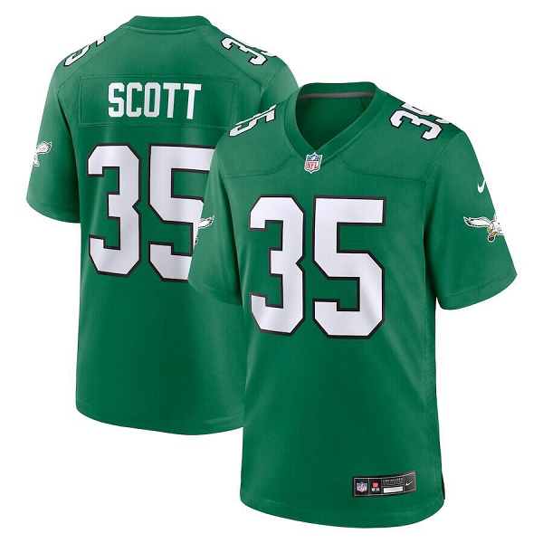 Men's Nike #35 Boston Scott Kelly Green Philadelphia Eagles Alternate Game Jersey