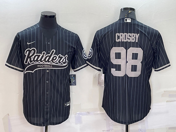 Men's Las Vegas Raiders #98 Maxx Crosby Black Stitched Baseball Cool Base Jersey