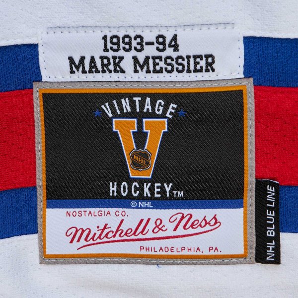 Men's New York Rangers Mark Messier Mitchell & Ness Blue Captain Patch 1993/94 Blue Line Player Jersey