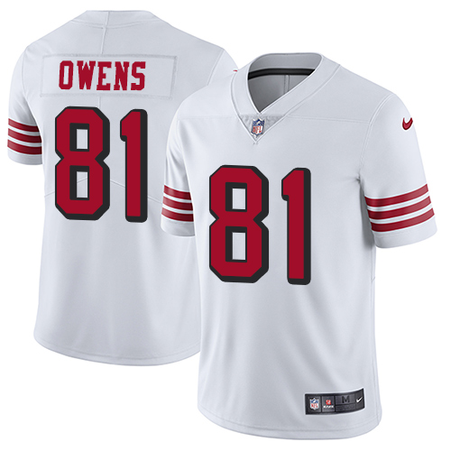 Men's Nike San Francisco 49ers #81 Terrell Owens White Rush Stitched NFL Vapor Untouchable Limited Jersey