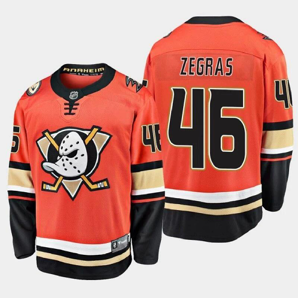 Men's Anaheim Ducks #46 Trevor Zegras Alternate 2021 Breakaway Orange NHL Jersey