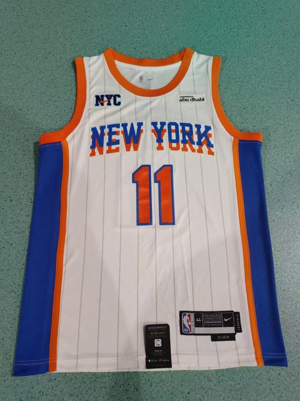 Men's #11 Jalen Brunson New York Knicks White And Blue City Edition Jersey