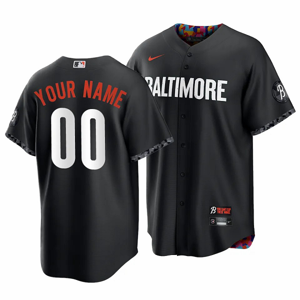 Men's Baltimore Orioles Custom 2023 City Connect Black Cool Base Jersey