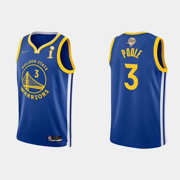 2022 NBA Finals Champions Men's Golden State Warriors Jordan Poole #3 Royal Icon Royal Jersey