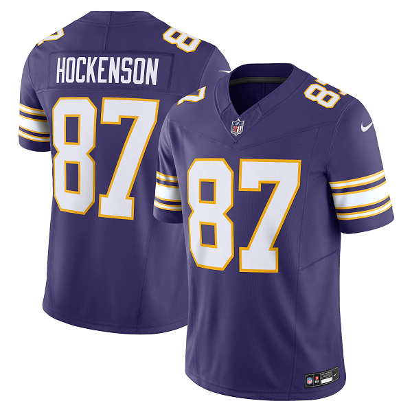 Men's Minnesota Vikings #87 T.J. Hockenson Nike Purple Classic Vapor F.U.S.E. Limited Jersey