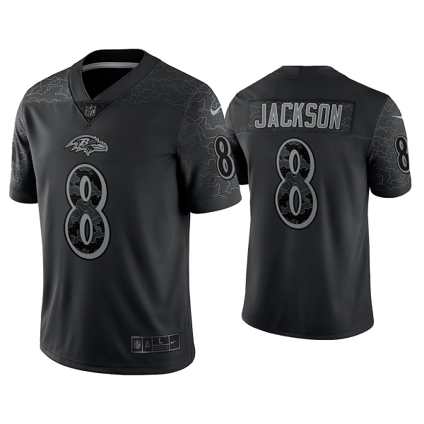 Men's Nike NFL Baltimore Ravens Lamar Jackson Reflective Limited Black Jersey