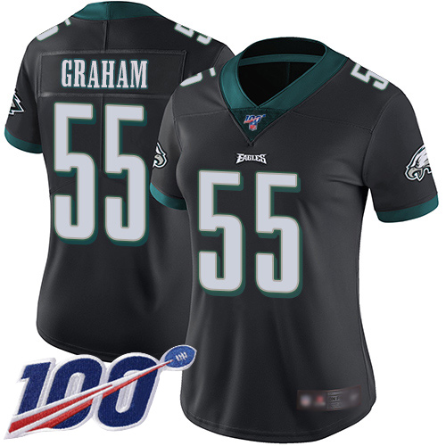 Women's Philadelphia Eagles #55 Brandon Graham Black AlternateStitched NFL 100th Season Vapor Limited Jersey