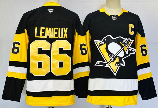 Men's #66 Mario Lemieux Pittsburgh Penguins Black City Edition Jersey