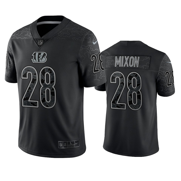 Cincinnati Bengals Joe Mixon Black Reflective Limited Jersey #28