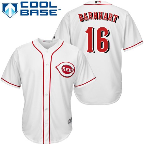 Youth Cincinnati Reds #16 Tucker Barnhart Baseball Cool Base White Home Jersey