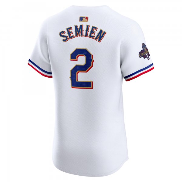 Men's Texas Rangers Marcus Semien Nike White 2024 Gold Collection Elite Player Jersey