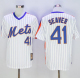 New York Mets #41 Tom Seaver White(Blue Strip) Cooperstown Stitched MLB Jersey