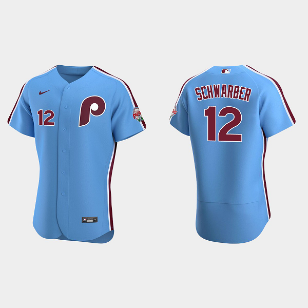 Men's Philadelphia Phillies #12 Kyle Schwarber Light Blue Alternate Flex Base MLB Jersey