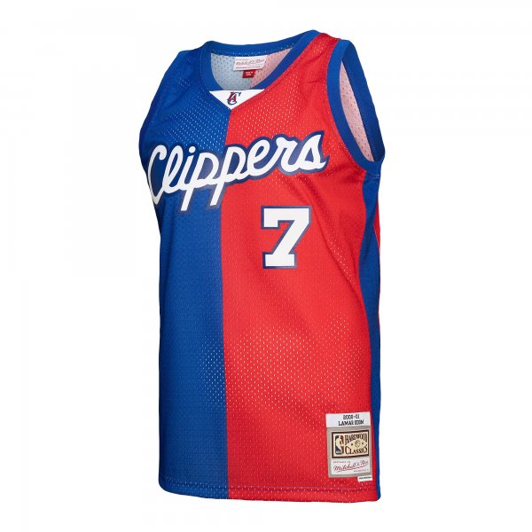 Men's LA Clippers Lamar Odom Mitchell & Ness Royal/Red Hardwood Classics 2000/01 Split Swingman Jersey