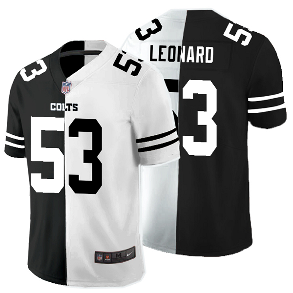 Men's Nike NFL Indianapolis Colts #53 Darius Leonard Black White Peaceful Coexisting Split 2020 Vapor Untouchable Stitched Limited Jersey