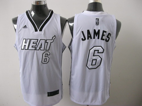 Men's Miami Heat #6 LeBron James Silver No. White Stitched NBA Jersey