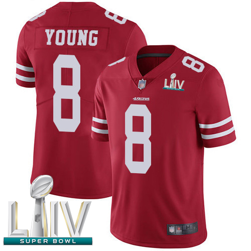 San Francisco 49ers #8 Steve Young Red Team Color Super Bowl LIV Bound Youth Stitched NFL Vapor Untouchable Limited Jersey