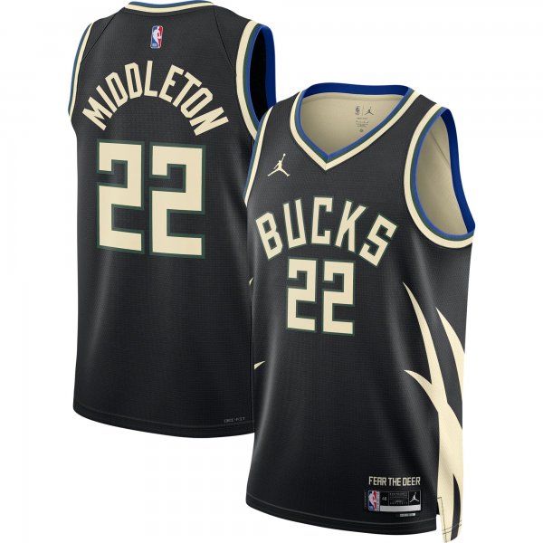 Unisex Milwaukee Bucks Khris Middleton Jordan Brand Black Swingman Jersey - Statement Edition